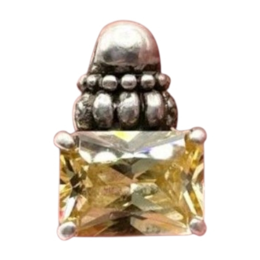 Sterling Silver Necklace with Yellow Radiant-Cut Pendant